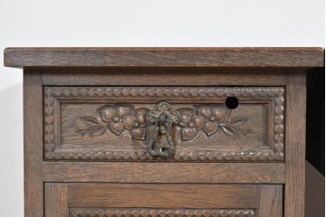 和製ヴィンテージ　神戸洋家具　ナラ材　単独使用可能なサイドキャビネット付きデスク　(R-085274)