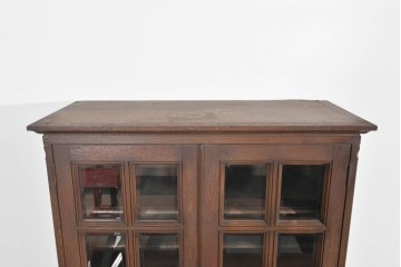 和製ヴィンテージ　永田良介商店　格子ガラスと立体装飾の美しい食器棚　(R-085277)