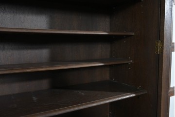 和製ヴィンテージ　永田良介商店　格子ガラスと立体装飾の美しい食器棚　(R-085277)