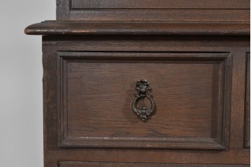 和製ヴィンテージ　永田良介商店　格子ガラスと立体装飾の美しい食器棚　(R-085277)