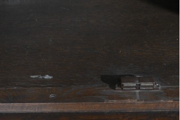 和製ヴィンテージ　永田良介商店　格子ガラスと立体装飾の美しい食器棚　(R-085277)