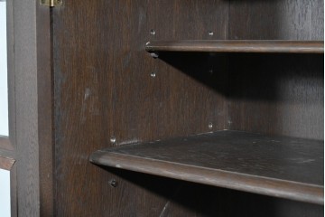 和製ヴィンテージ　永田良介商店　格子ガラスと立体装飾の美しい食器棚　(R-085277)