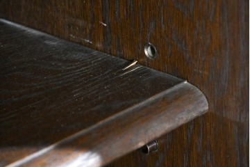 和製ヴィンテージ　永田良介商店　格子ガラスと立体装飾の美しい食器棚　(R-085277)