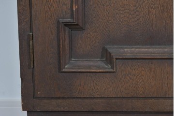 和製ヴィンテージ　永田良介商店　格子ガラスと立体装飾の美しい食器棚　(R-085277)