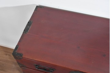 和製アンティーク　明治大正期　前面欅(ケヤキ)材　端正な金具意匠と美しい木目が魅力の仙台箪笥　(R-085280)