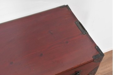 和製アンティーク　明治大正期　前面欅(ケヤキ)材　端正な金具意匠と美しい木目が魅力の仙台箪笥　(R-085280)