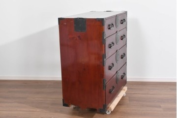 和製アンティーク　明治大正期　前面欅(ケヤキ)材　端正な金具意匠と美しい木目が魅力の仙台箪笥　(R-085280)