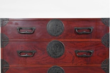 和製アンティーク　明治大正期　前面欅(ケヤキ)材　端正な金具意匠と美しい木目が魅力の仙台箪笥　(R-085280)