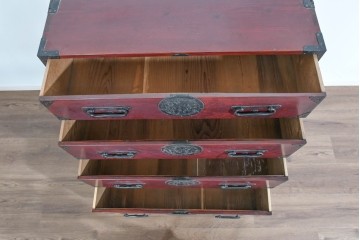 和製アンティーク　明治大正期　前面欅(ケヤキ)材　端正な金具意匠と美しい木目が魅力の仙台箪笥　(R-085280)