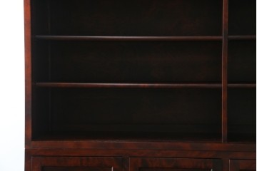 中古　美品　九州民芸家具　深みのある色調と格子意匠が魅力の重ね水屋箪笥　(R-085282)