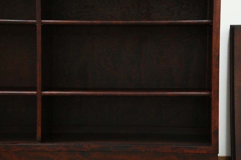 中古　美品　九州民芸家具　深みのある色調と格子意匠が魅力の重ね水屋箪笥　(R-085282)