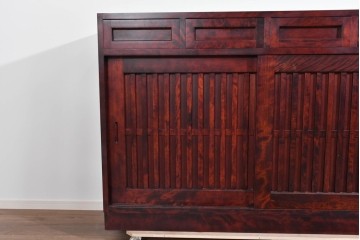 中古　美品　九州民芸家具　整った格子と使いやすい棚構成が魅力の水屋箪笥サイドボード　(R-085284)