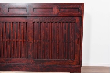 中古　美品　九州民芸家具　整った格子と使いやすい棚構成が魅力の水屋箪笥サイドボード　(R-085284)