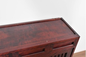 中古　美品　九州民芸家具　整った格子と使いやすい棚構成が魅力の水屋箪笥サイドボード　(R-085284)