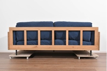 中古　ACME Furniture(アクメファニチャー)　CORONADO SOFA(コロナドソファ)　存在感のある木枠デザインの3人掛けソファ　定価約34万円　(R-085285)