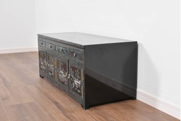 中古　美品　高級品　螺鈿装飾と引き出し収納が充実したローボード　(R-085288)