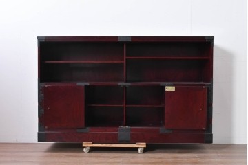 中古　美品　二本松工藝館　田中家具　金具装飾が格調高い印象を与える観音開きの収納箪笥　定価約88万円相当　(R-085293)