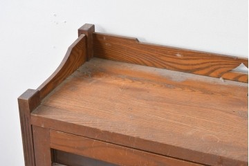 和製アンティーク　昭和初期　栗材　曲線意匠のガラス戸が味わい深い本箱　(R-085294)