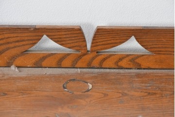 和製アンティーク　昭和初期　栗材　曲線意匠のガラス戸が味わい深い本箱　(R-085294)