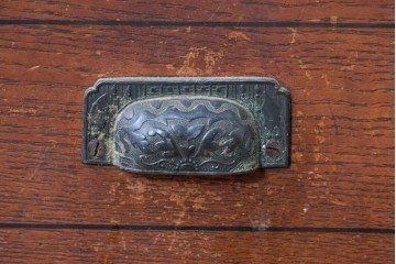 和製アンティーク　昭和初期　栗材　曲線意匠のガラス戸が味わい深い本箱　(R-085294)