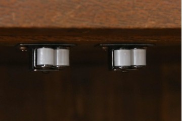 和製アンティーク　昭和初期　栗材　曲線意匠のガラス戸が味わい深い本箱　(R-085294)