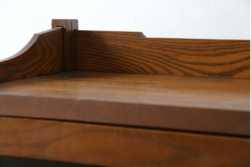 和製アンティーク　昭和初期　栗材　曲線意匠のガラス戸が味わい深い本箱　(R-085294)