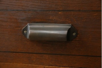 和製アンティーク　昭和初期　栗材　曲線意匠のガラス戸が味わい深い本箱　(R-085294)