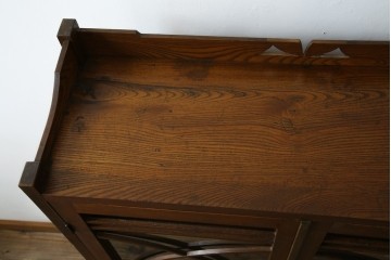 和製アンティーク　昭和初期　栗材　曲線意匠のガラス戸が味わい深い本箱　(R-085294)