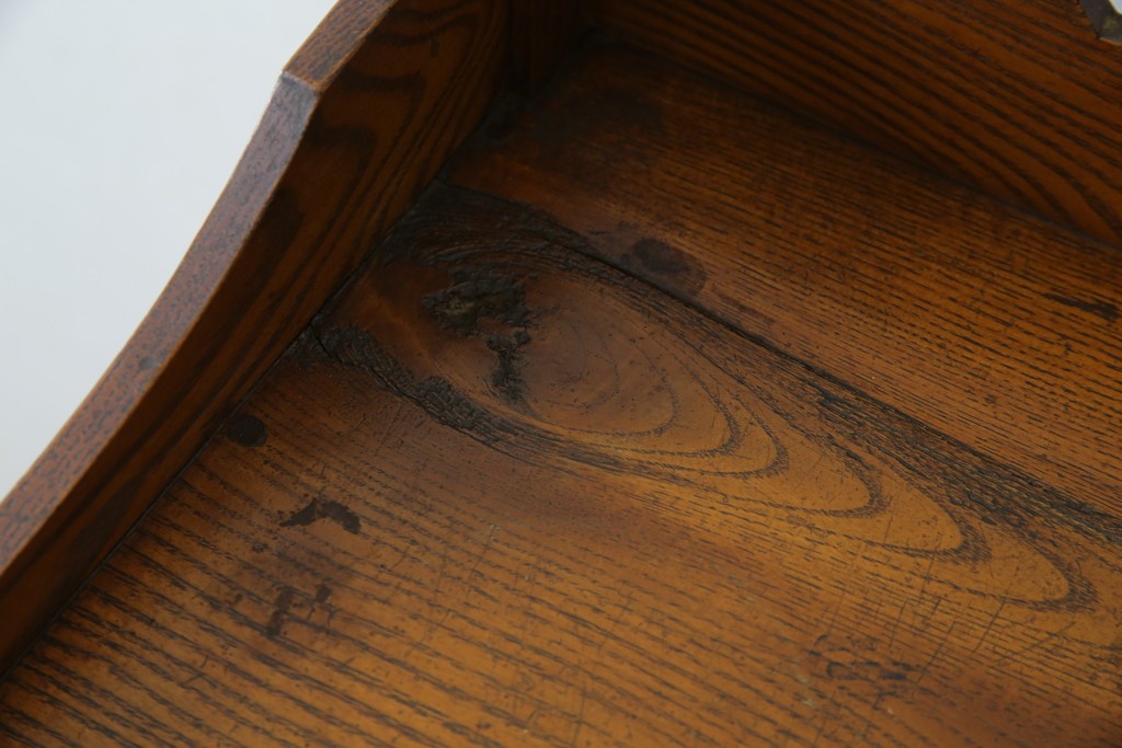 和製アンティーク　昭和初期　栗材　曲線意匠のガラス戸が味わい深い本箱　(R-085294)