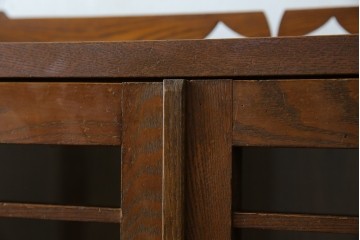 和製アンティーク　昭和初期　栗材　曲線意匠のガラス戸が味わい深い本箱　(R-085294)