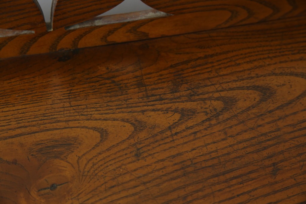 和製アンティーク　昭和初期　栗材　曲線意匠のガラス戸が味わい深い本箱　(R-085294)