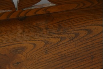 和製アンティーク　昭和初期　栗材　曲線意匠のガラス戸が味わい深い本箱　(R-085294)