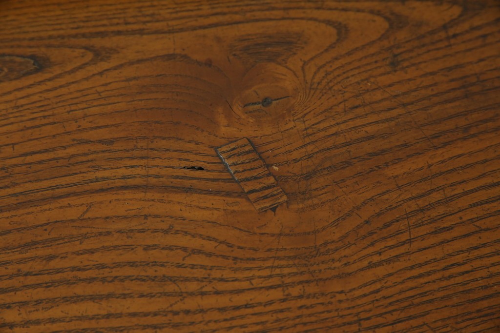 和製アンティーク　昭和初期　栗材　曲線意匠のガラス戸が味わい深い本箱　(R-085294)