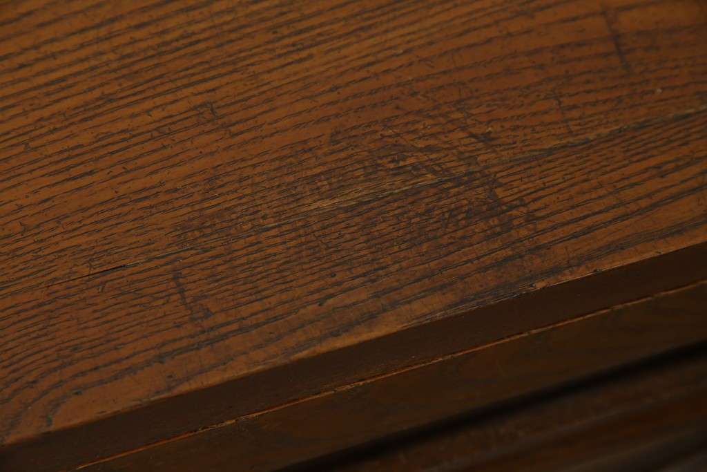 和製アンティーク　昭和初期　栗材　曲線意匠のガラス戸が味わい深い本箱　(R-085294)