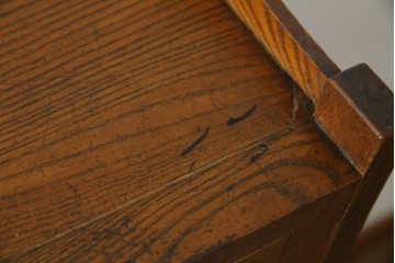 和製アンティーク　昭和初期　栗材　曲線意匠のガラス戸が味わい深い本箱　(R-085294)