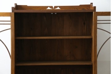 和製アンティーク　昭和初期　栗材　曲線意匠のガラス戸が味わい深い本箱　(R-085294)