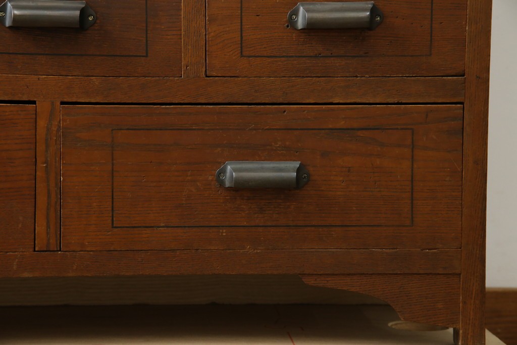 和製アンティーク　昭和初期　栗材　曲線意匠のガラス戸が味わい深い本箱　(R-085294)