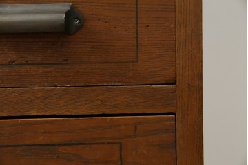 和製アンティーク　昭和初期　栗材　曲線意匠のガラス戸が味わい深い本箱　(R-085294)