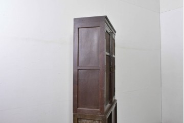 和製アンティーク　ナラ材の風合いが味わい深い二段重ね収納棚　(R-085295)