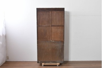 和製アンティーク　ナラ材の風合いが味わい深い二段重ね収納棚　(R-085295)