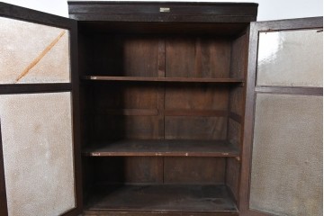 和製アンティーク　ナラ材の風合いが味わい深い二段重ね収納棚　(R-085295)