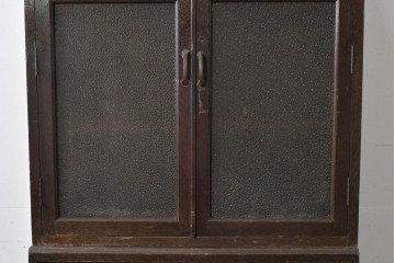 和製アンティーク　ナラ材の風合いが味わい深い二段重ね収納棚　(R-085295)