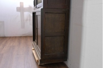 和製アンティーク　ナラ材の風合いが味わい深い二段重ね収納棚　(R-085295)