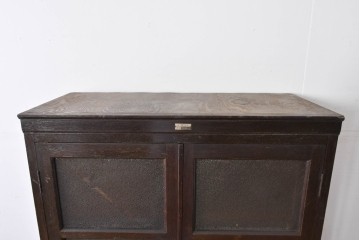 和製アンティーク　ナラ材の風合いが味わい深い二段重ね収納棚　(R-085295)