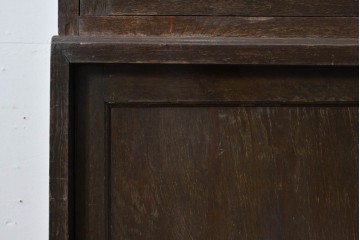 和製アンティーク　ナラ材の風合いが味わい深い二段重ね収納棚　(R-085295)