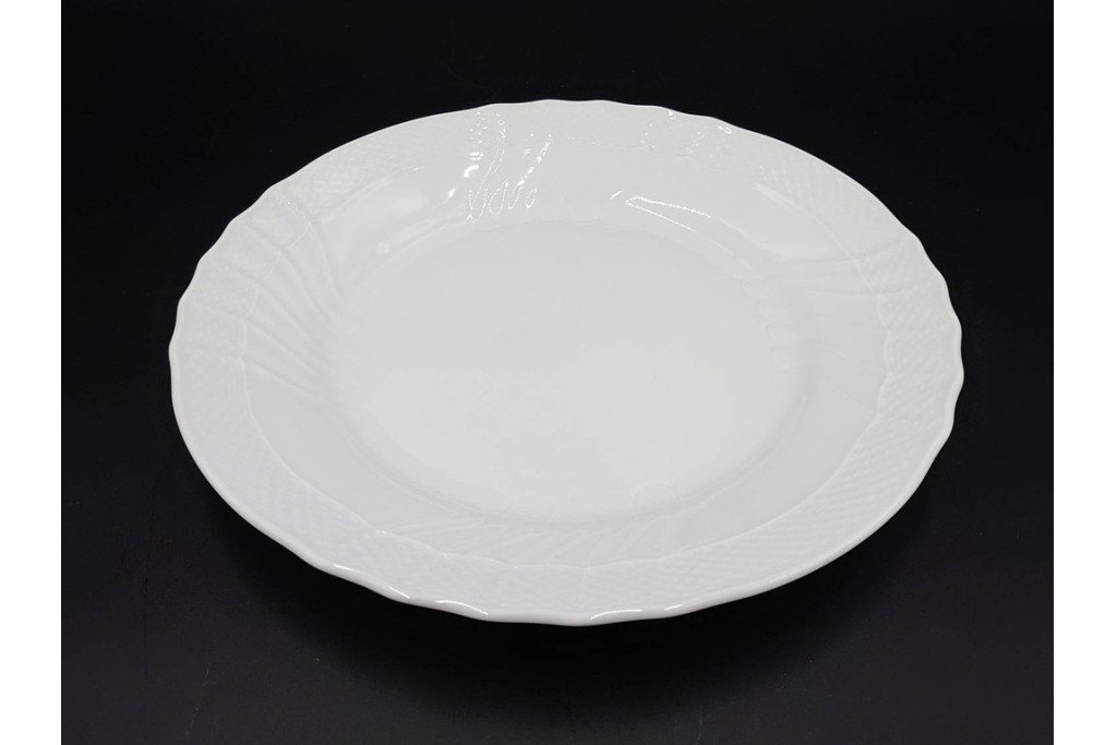 イタリア　Richard Ginori(リチャードジノリ)　ベッキオホワイト　直径約26cm　白磁の縁取りが上品なプレート6枚セット　(R-085297)