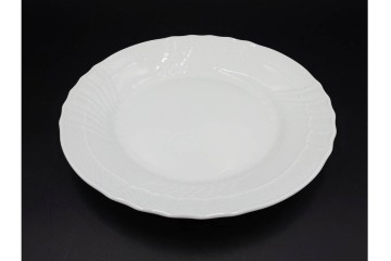 イタリア　Richard Ginori(リチャードジノリ)　ベッキオホワイト　直径約26cm　白磁の縁取りが上品なプレート6枚セット　(R-085297)