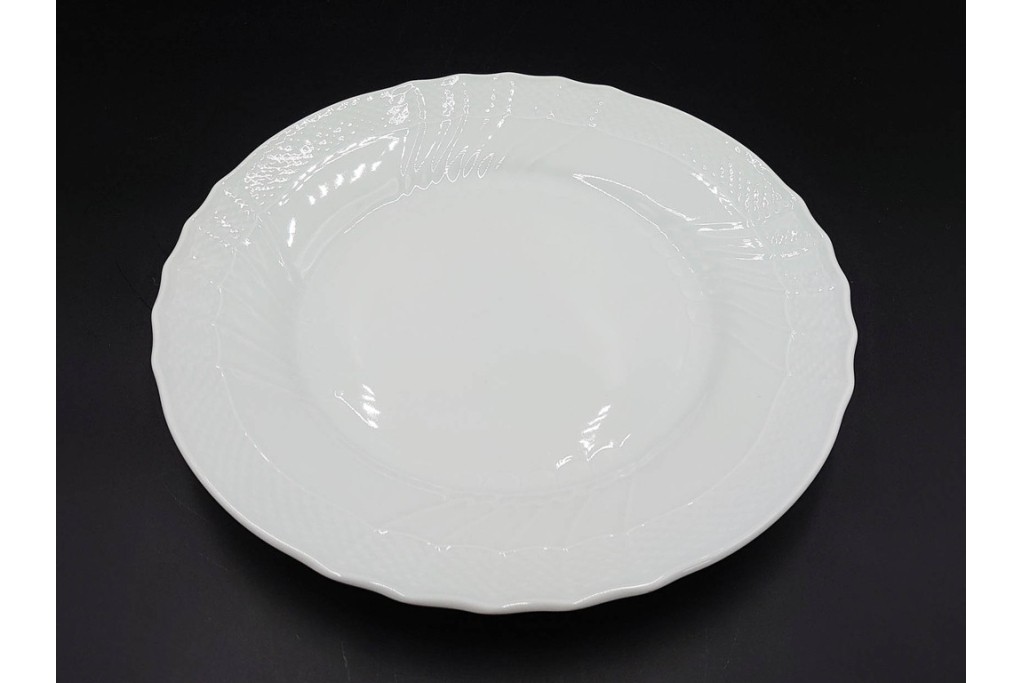 イタリア　Richard Ginori(リチャードジノリ)　ベッキオホワイト　直径約26cm　白磁の縁取りが上品なプレート6枚セット　(R-085297)