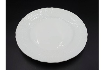 イタリア　Richard Ginori(リチャードジノリ)　ベッキオホワイト　直径約26cm　白磁の縁取りが上品なプレート6枚セット　(R-085297)