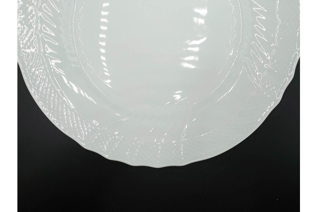 イタリア　Richard Ginori(リチャードジノリ)　ベッキオホワイト　直径約26cm　白磁の縁取りが上品なプレート6枚セット　(R-085297)